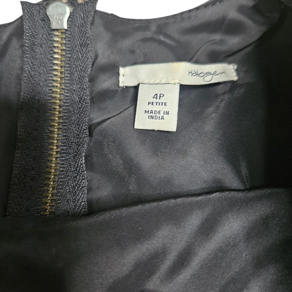 Halogen 4P Black Mixed Media Sleeveless A-line Leather Sheath Mini Dress - Picture 4 of 7